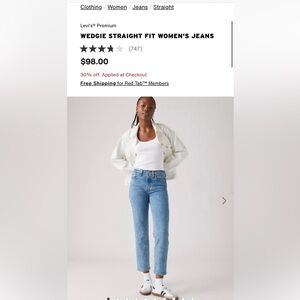 LEVIS WEDGIE STRAIGHT-30X28; never worn; color: space to think